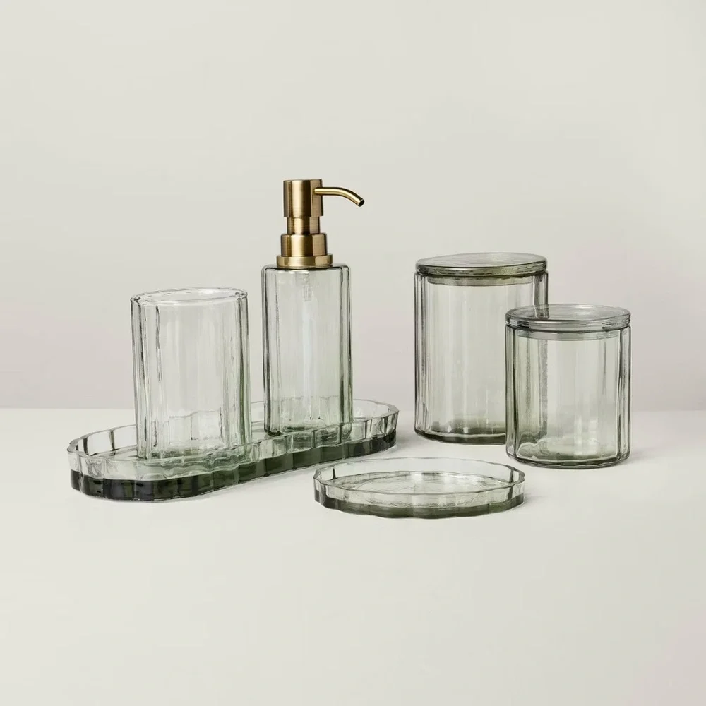 Fluted Glass Bathroom Soap Pump Light Green - Hearth & Hand™ with Magnolia